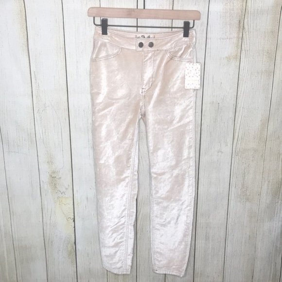 We The Free People Sweet Jane Velvet Skinny Pants 27 pink - Picture 2 of 6